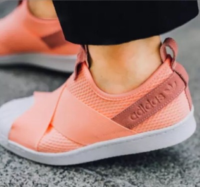 ADIDAS Originals AQ0919 Women's WHITE/PINK SUPERSTAR slip on Shoes Size 6.5  US | eBay