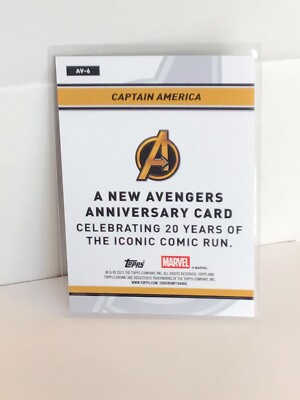 2025 Topps Chrome Marvel CAPTAIN AMERICA #AV-6 20 Years New