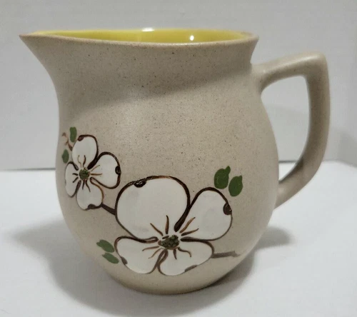 Vtg 1990s The Pigeon Forge Pottery Pitcher Dogwood Blossom 4.5" 20 oz