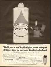 1963 Vintage ad for Zippo Lighter Fuel`Picture of Flip-top Spout`Lighter