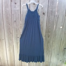 FOREVER 21 DRESS JUNIOR SZ L/G BLUE MAXI SLEEVELESS STRETCH ELASTIC WAIST