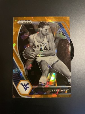 2021 Panini Prizm Draft Picks Jerry West Orange Cracked Ice West Virginia #100
