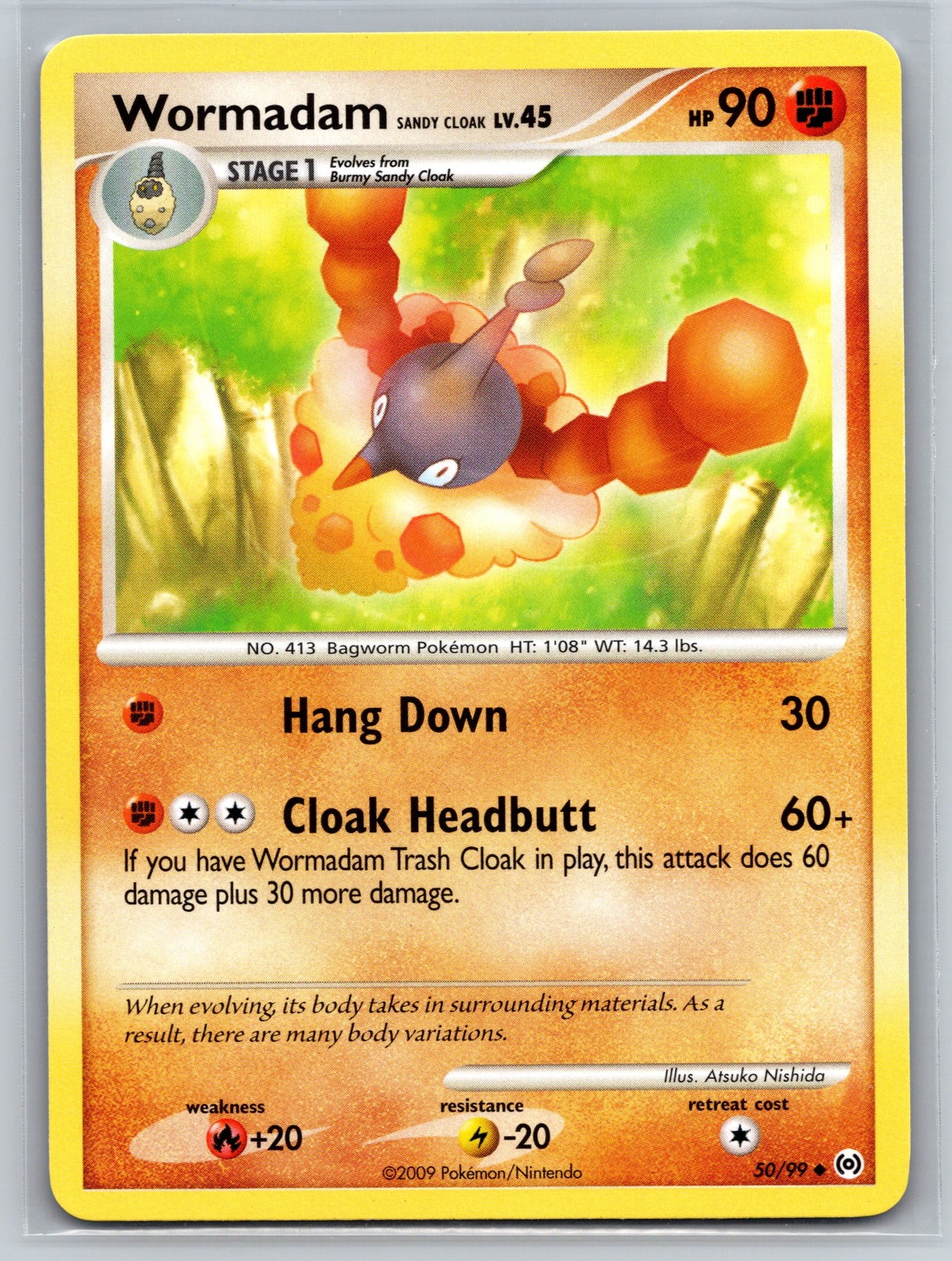 Wormadam Sandy Cloak 50/99 Platinum Arceus Fighting Stage 1 Bagworm Uncommon