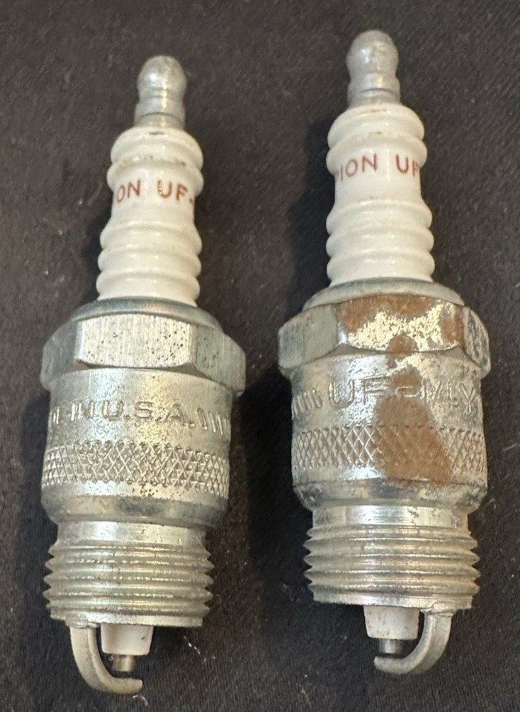 Vintage NOS Champion UF-14Y Spark Plugs Pair 1960s Ford 390 428 Cobra Jet