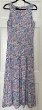 Talbots Jersey Maxi Dress Medium Purple Paisley Floral Keyhole Stretch Comfort