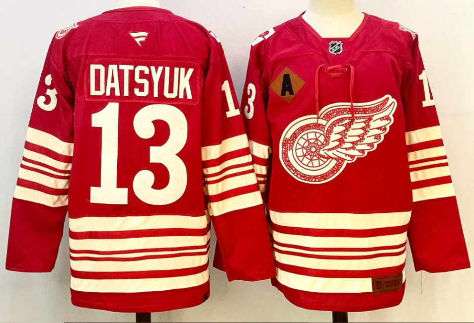 Men's Pavel Datsyuk #13 Centennial 100 Years Detroit RED WINGS ALL Stitched
