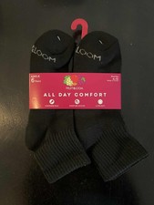 Fruit of The Loom All Day Comfort 6 Pack Ankle Socks Black Size 4-10