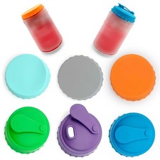 6 PCS Silicone Soda Can Lids, Reusable Can Covers in 6 Colors – 3 with Straw ...