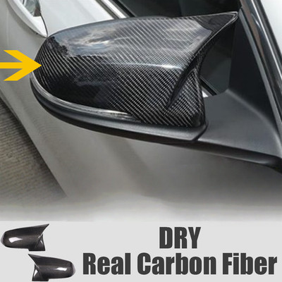 Fit For BMW X3/4/5/6 13~19 Real Dry Carbon Fiber Rearview Mirror Horns Cover
