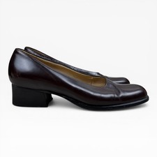 90s Pumps Block Heels Chocolate Brown Leather Nine West Minimalist Size 6