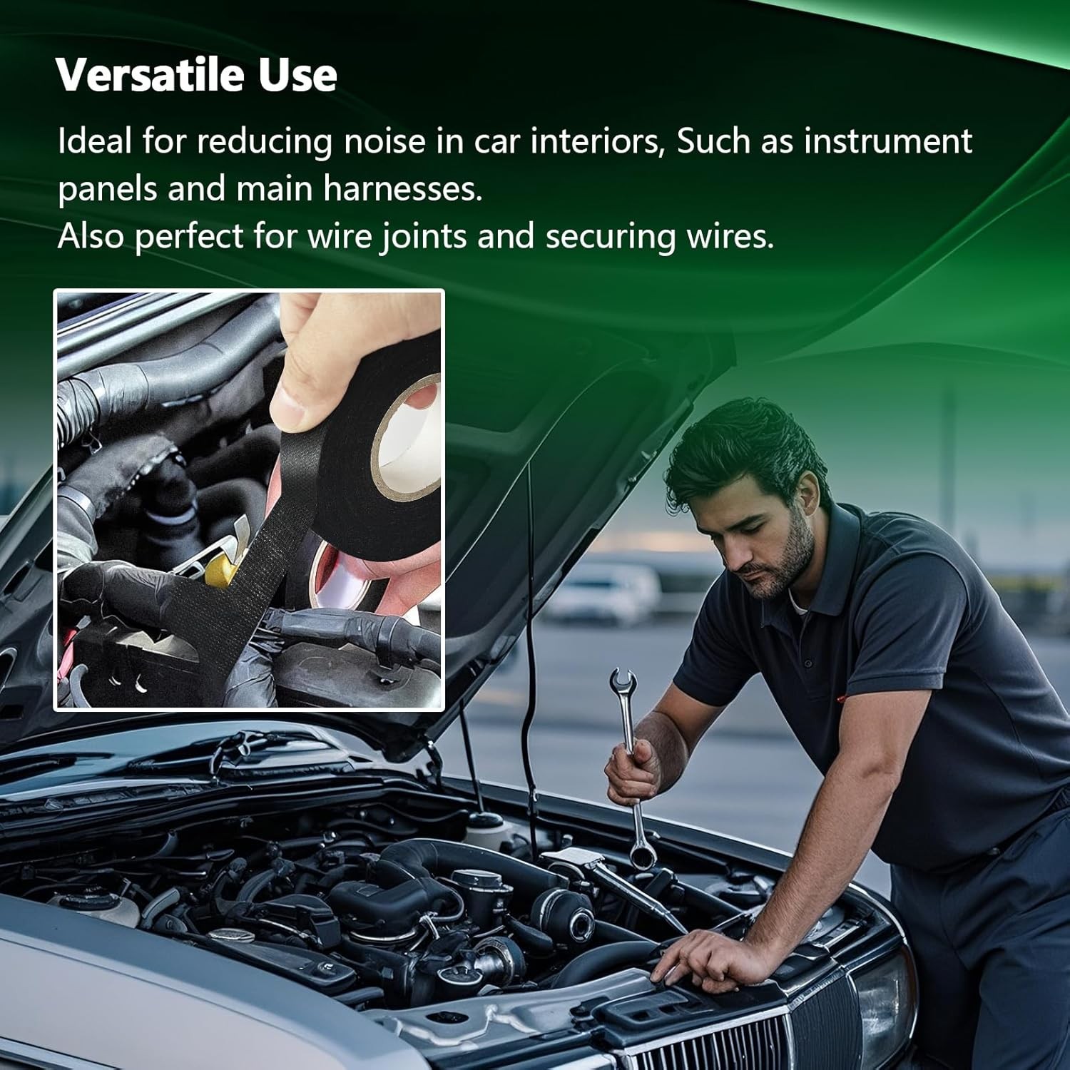 2 Rolls High Temp Wire Harness Tape (100FT Total) – OEM-Grade Automotive... 