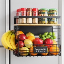  WIDER SHELF 1 SET Strong Magnetic Shelf Basket for Fridge with Tag  Bamboo...
