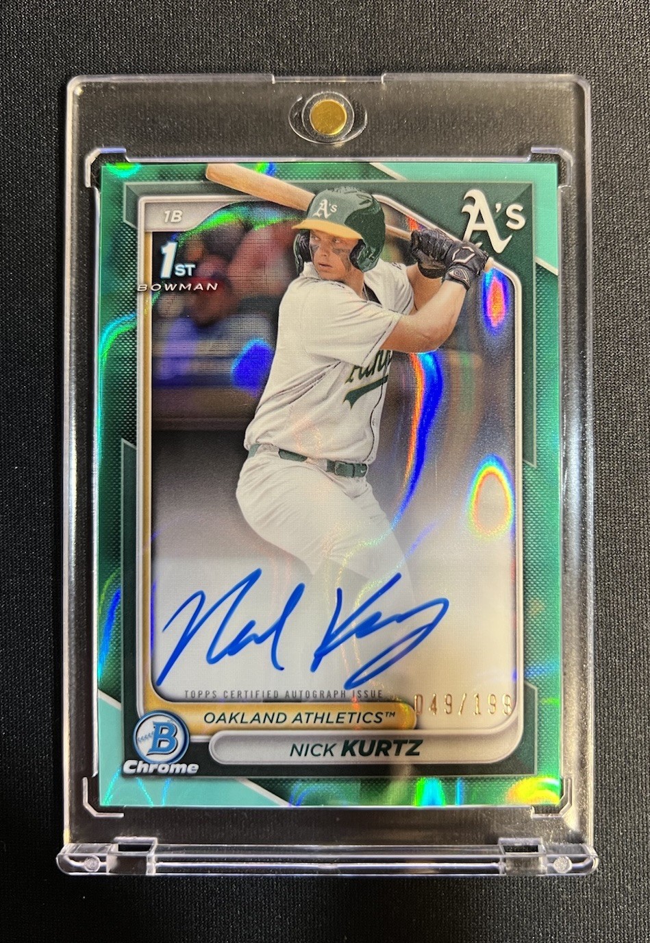 2024 Bowman Draft Chrome Nick Kurtz Aqua Lava 1st Prospect Auto /199