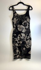 Windsor Black Beige Floral Bodycon Tank Dress Women’s Large 