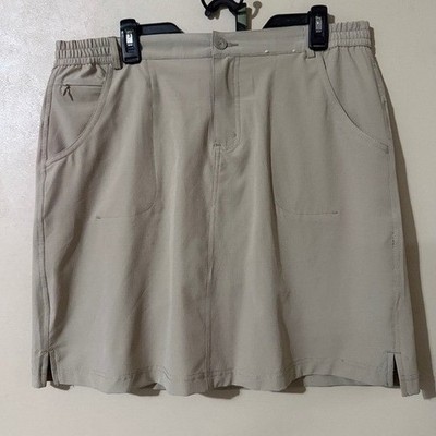 Tilley Womens Khaki Ripstop Hiking Skort Size Large Tan Active Golf Skirt Pocket
