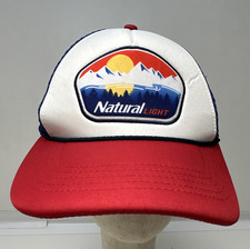 Natural Light Beer Trucker Hat Mesh Back Snapback Red White Blue