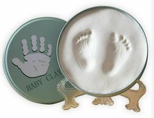 Babies Bloom White Round Iron Box Baby Hand, Foot Print Frame Baby Souvenir Gift