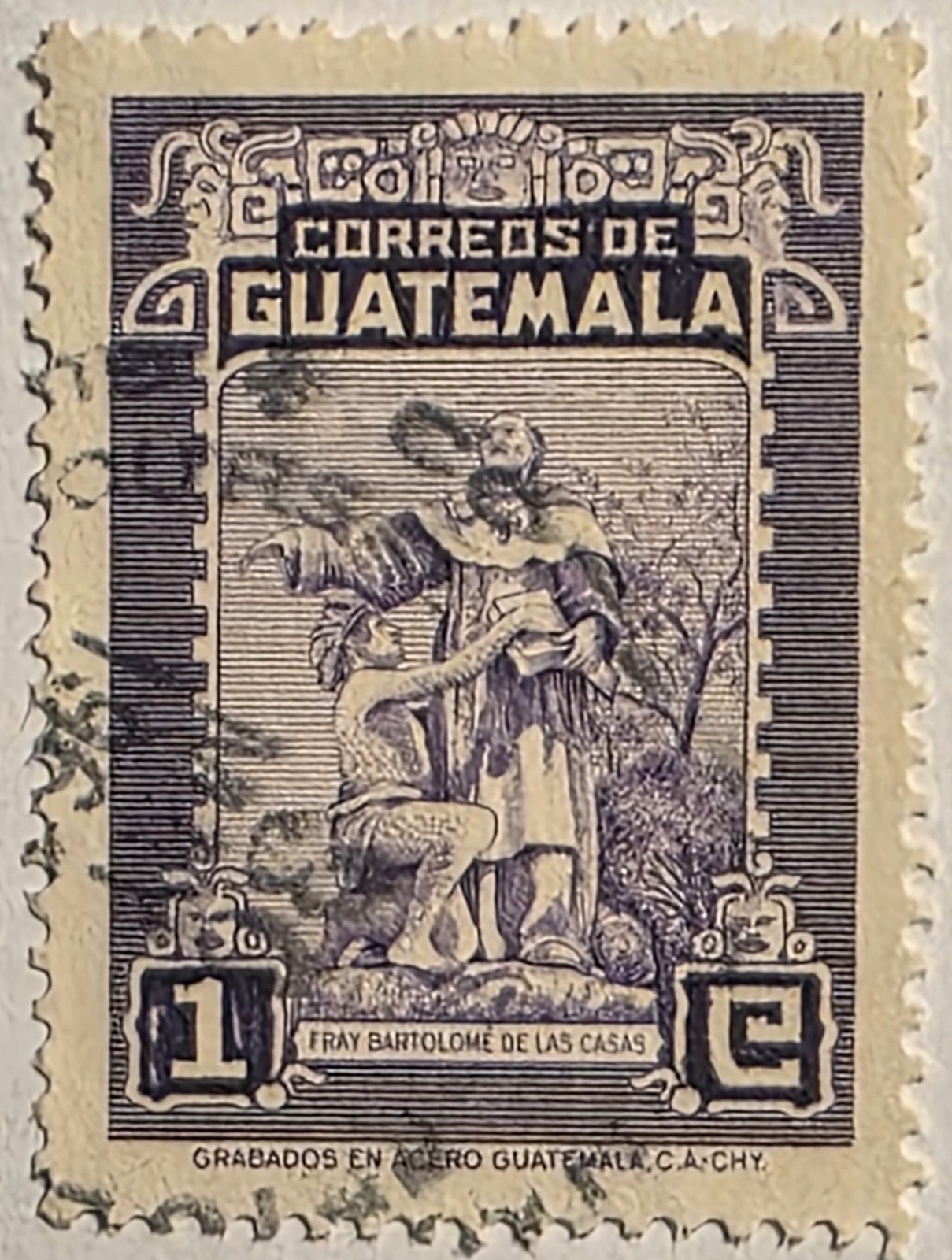 Guatemala 1949, Fray Barrolome de las Casas, Used Stamp, Sc-#327, FREE SHIPPING!