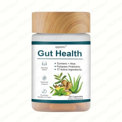 QQZOFG 50 Veggie Kapseln mit Kurkuma, Aloe Vera und Probiotika &
