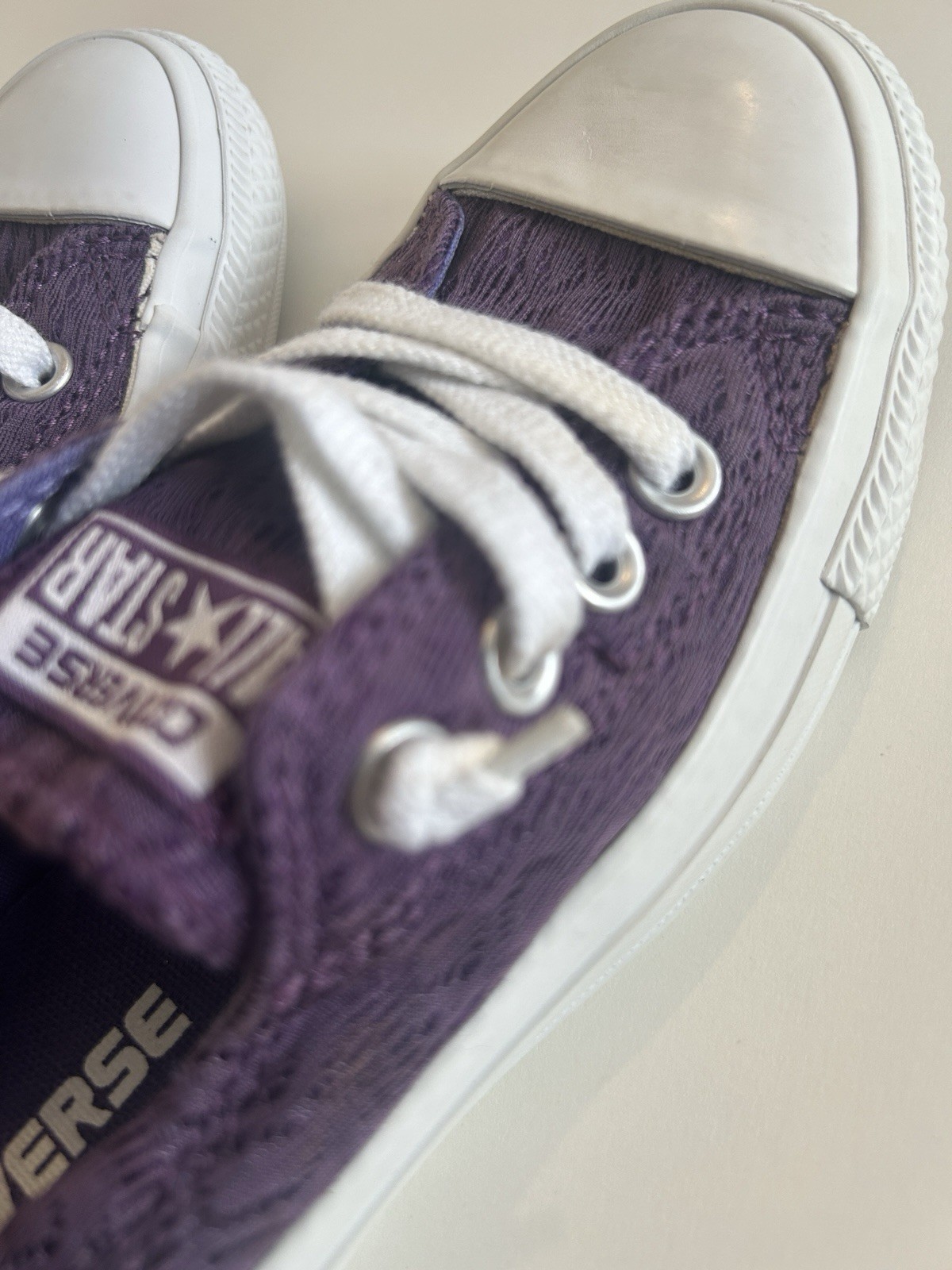 NEW Converse All Star Purple Lace Detail Slip on Sneakers  Girls Size 3  thumbnail 13