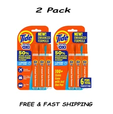 (2 Pack) Tide To Go Instant Stain Remover Pen Fresh 1.01 fl oz 3 Count Each.