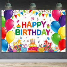 Happy Birthday Backdrop Banner Colorful Birthday Decorations Large Yard Sign for