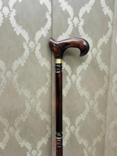 Rosewood Walking Stick Brass 3 Fold Wooden Cane 37" Handmade Vintage Style