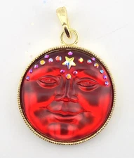 Kirks Folly Seaview Moon Illusion Open Ring Charm goldtone / ruby-red