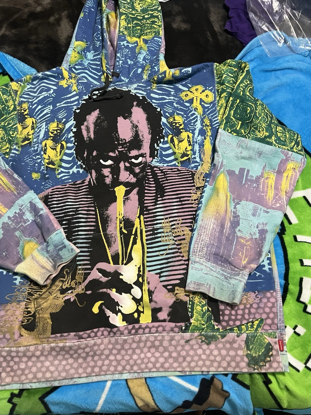 ?RARA? SS20 SUPREME FELPA CON CAPPUCCIO UOMO XL MILES DAVIS 9 5 10 USATA IN OTTIME CONDIZIONI ??