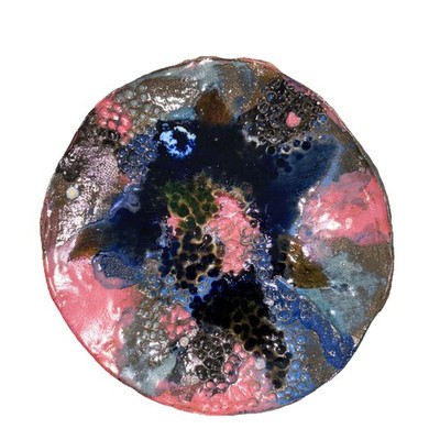 Signed Studio Pottery Abstract Brushstroke Glaze Ceramic Stoneware Charger Plate