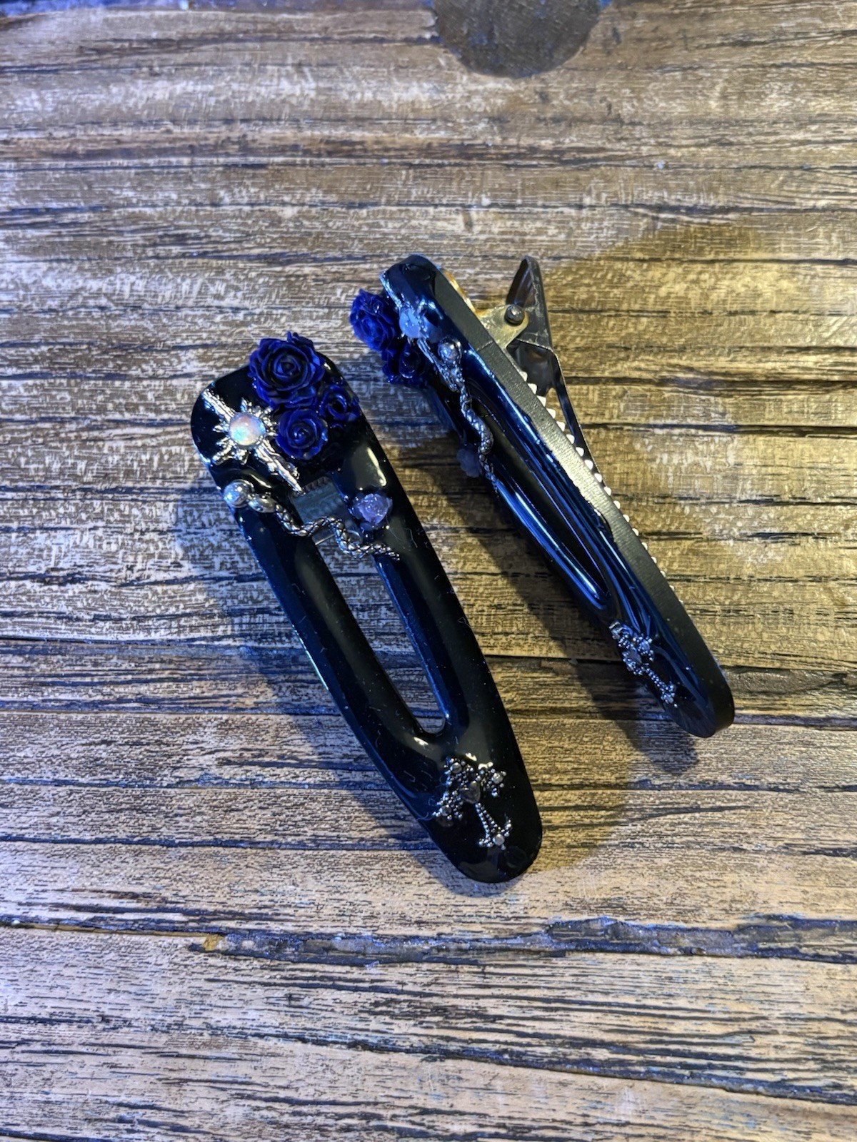 2 X Gothic Cross Rose Killstar Style Hair Clip Slides Alt Indie image 2