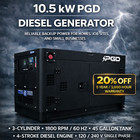 10.5 kW Diesel Generator Single Phase 120/240V