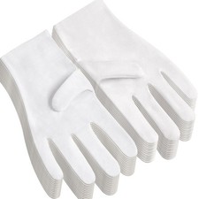 12Pairs White Cotton Gloves for Eczema and Dry Hands - Breathable Work