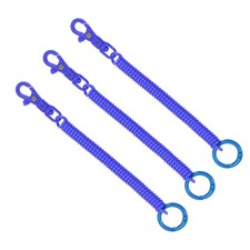3 PCS Retractable Coil Springs Keychain W Lobster Clasp Keyring Dark Blue