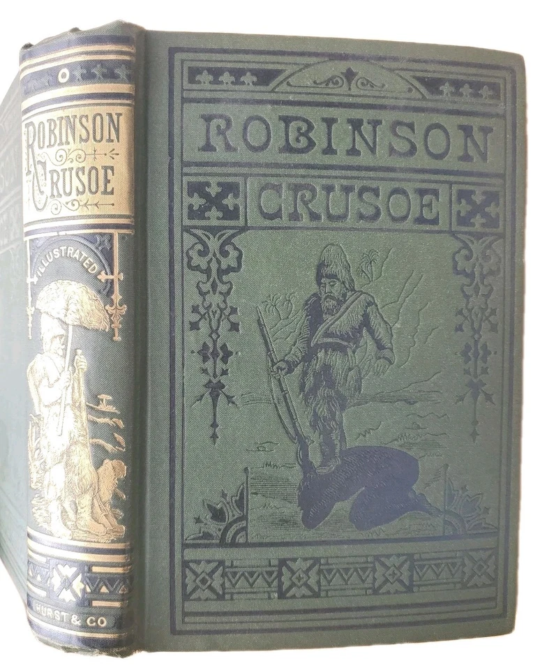 ROBINSON CRUSOE Fine Victorian Binding Daniel Defoe Circa 1870 1800s Illustrated - Image 4 of 4