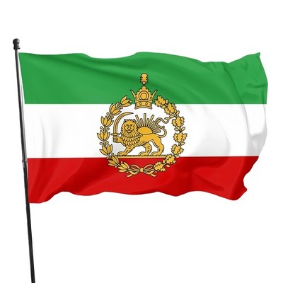 Iran-Flagge, Gartendekoration, alter Löwe, Sonnendruck, Iran-Yard-Flagge
