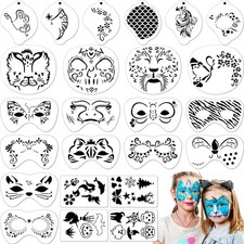 24 Pcs Halloween Face Painting Stencils for Reusable DIY Make up