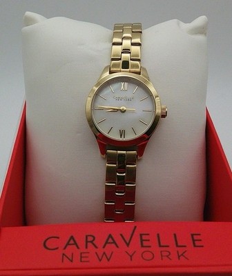 Caravelle New York Women's Gold-Tone Mother Of Pearl Dial Watch 44L127.