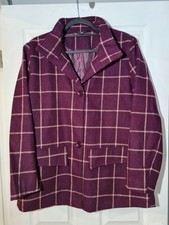 Bonmarche size 18 wool blend plum purple plaid check over coat jacket