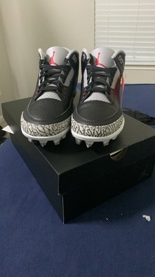 Nike Air Jordan 3 Mid TD Black/Cement Grey Men's Football Cleat Size 9