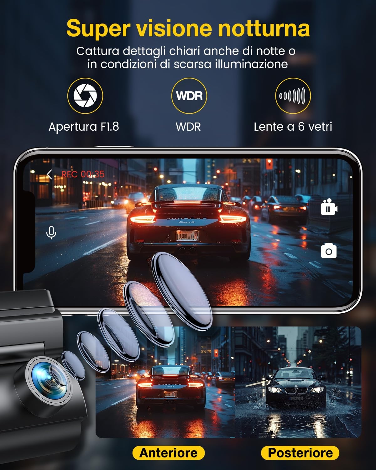 Gku 4K Dash Cam Auto 5ghz WIFI e GPS Doppia Telecamera Auto Mini Dashcam IPS 1.5 - Miniatura 21