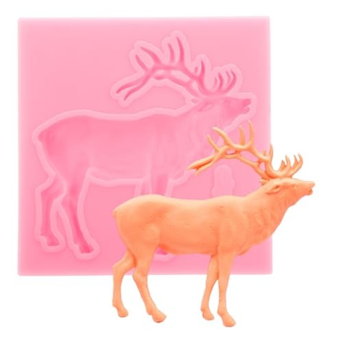 Christmas Deer Silicone Mold 3D Stag Head Fondant Molds Elk Mold For Christmas 