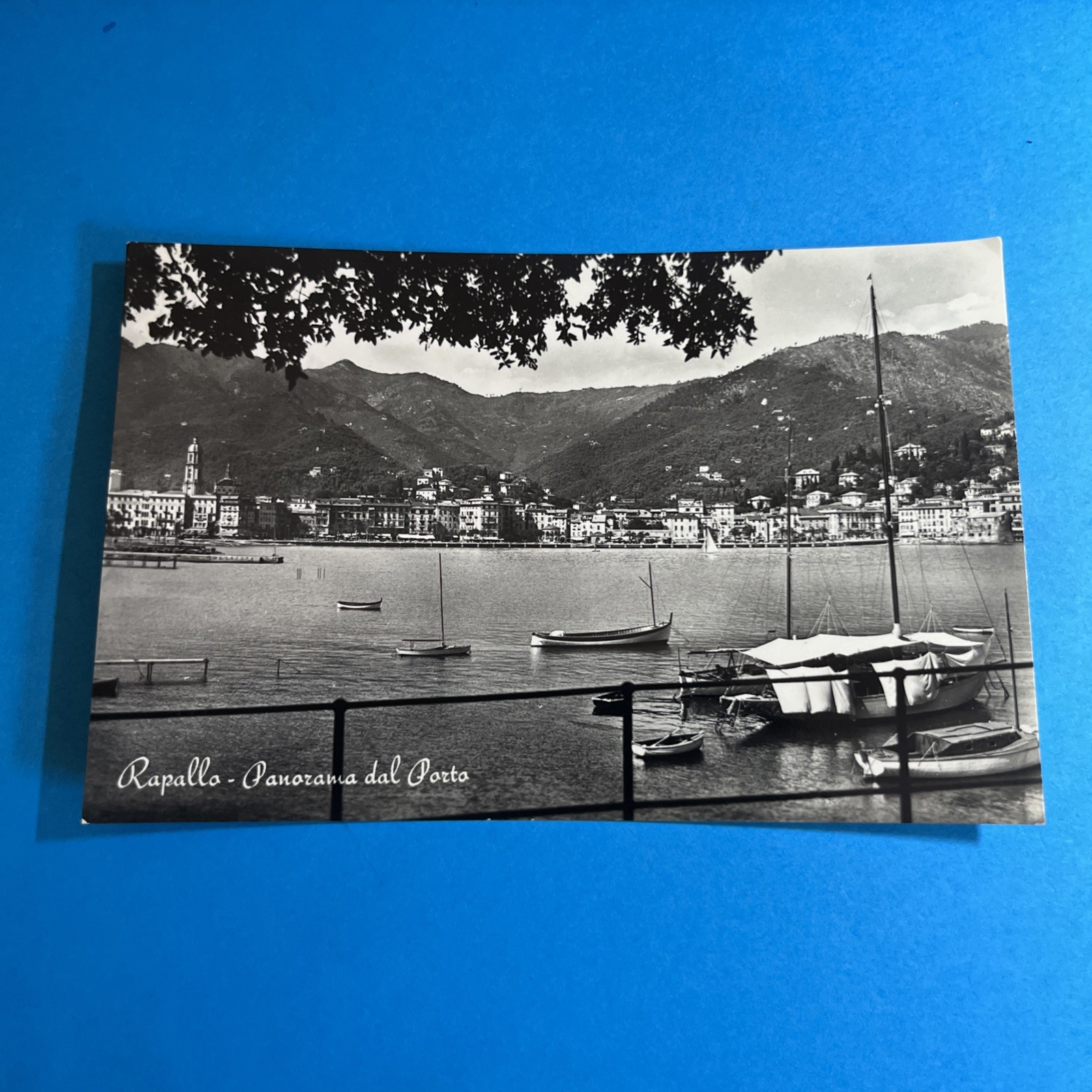 RAPALLO PANORAMA DAL PORTO BIANCO E NERO VIAGGIATA - POSTCARD CARTOLINA PICCOLA