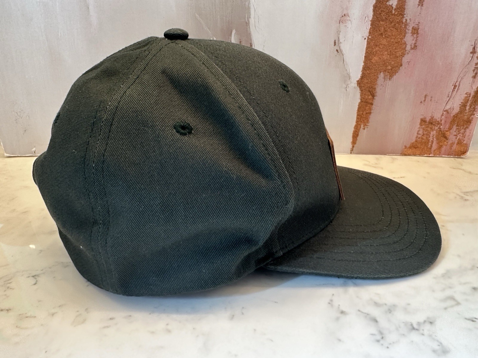 Simms Leather Patch Cap Hat Green OSFM Fishing Ou… - image 6