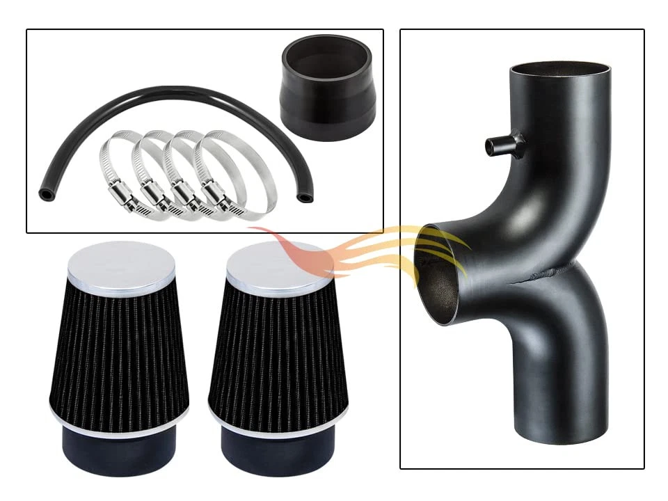 RW BLACK 2000-2002 Dodge Durango/Dakota 3.7L/4.7L Dual Twin Air Intake +Filter - Image 3 of 3