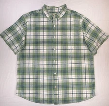 Weatherproof Vintage Men's Linen Woven Shirt, Green/Navy Plaid, Sz XXL-GUC