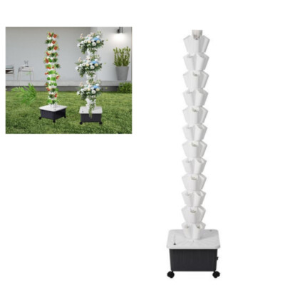 Vertical Hydroponic System Tower Garden Aeroponics Home Grow Kit 12 Layer 60Pots