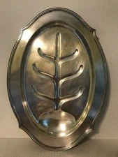VINTAGE W.B. MFG. CO. SILVERPLATE OVAL MEAT PLATTER TRAY WITH TREE WELL 18"