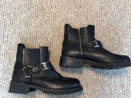 Harley Davidson Black Zip Ring Leather Strap Harness Boots 94144 Size 13