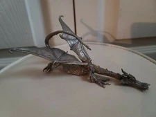 Vintage Radcliffe Pewter Stalking Dragon Red Swarovski Crystal Eyes Large 5.5"